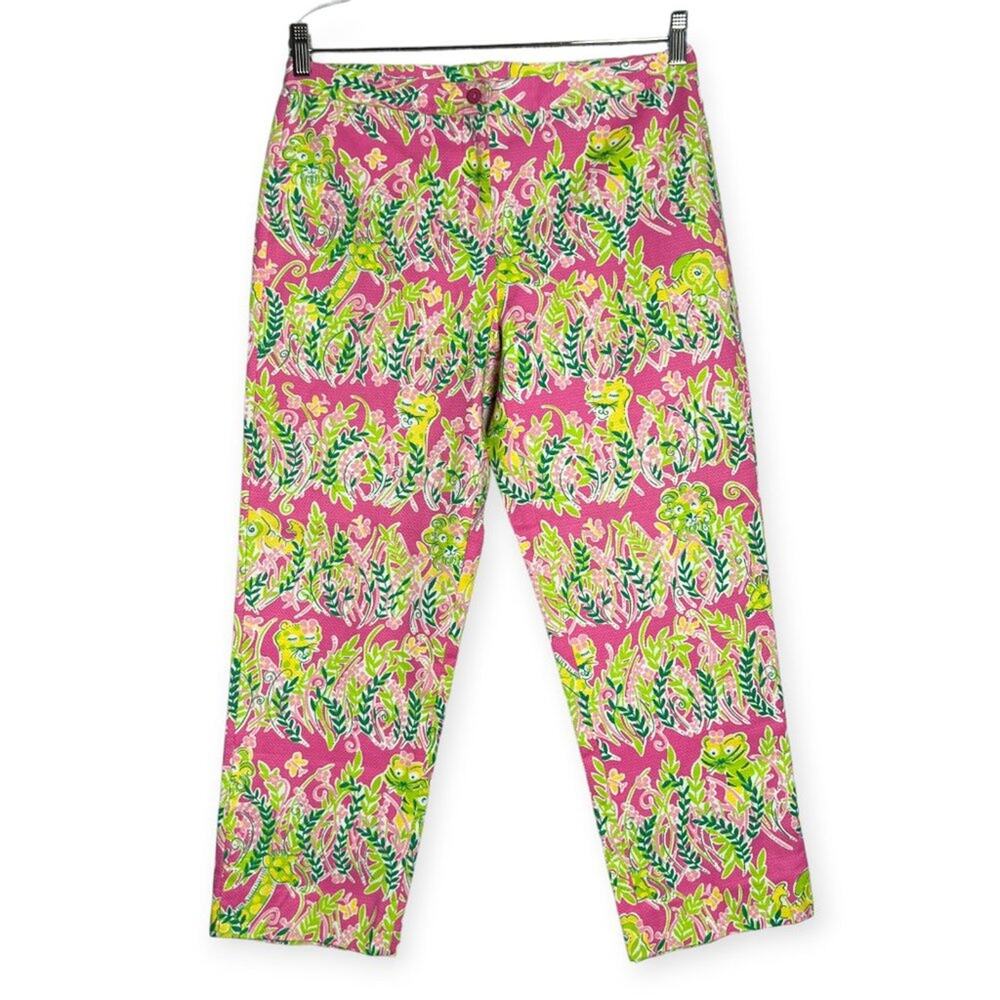 Lilly Pulitzer Millionaire's Row Jungle Cats Crop Pants SIZE 6 Pink Floral